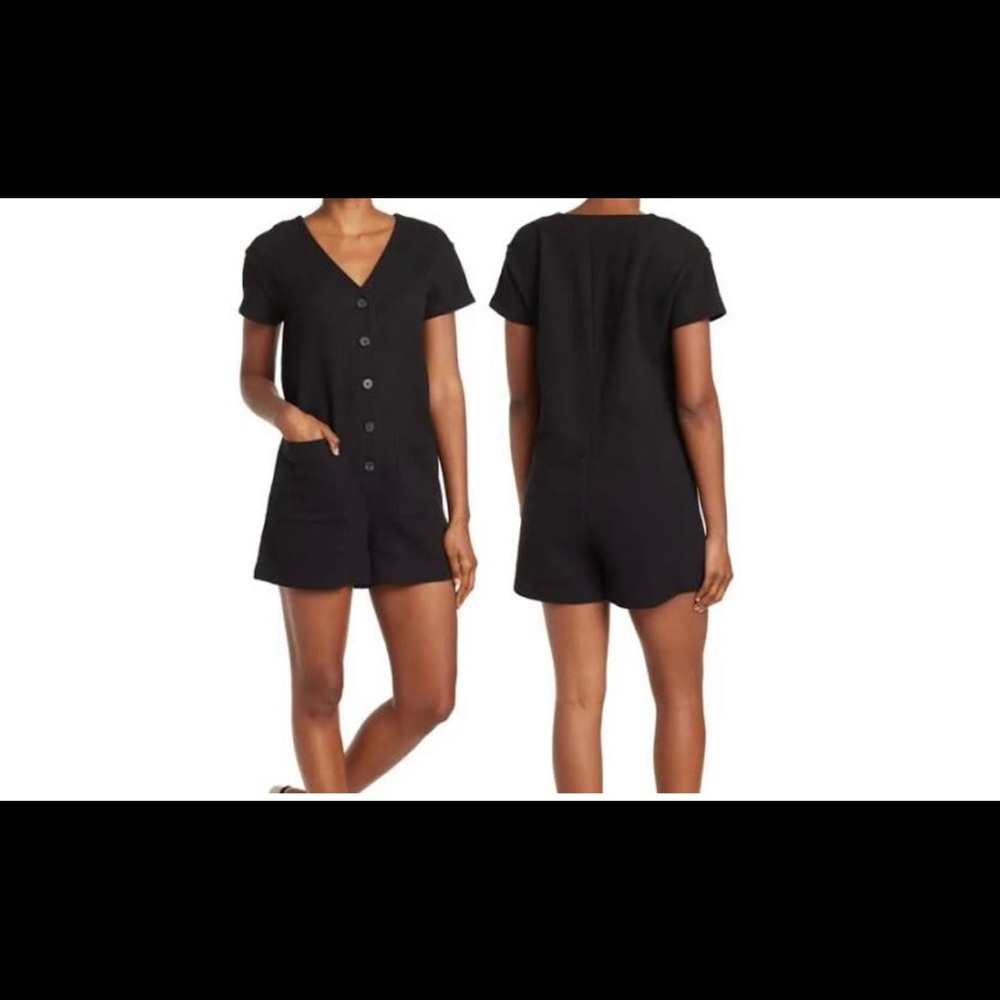 Black short sleeve Madewell shorts romper